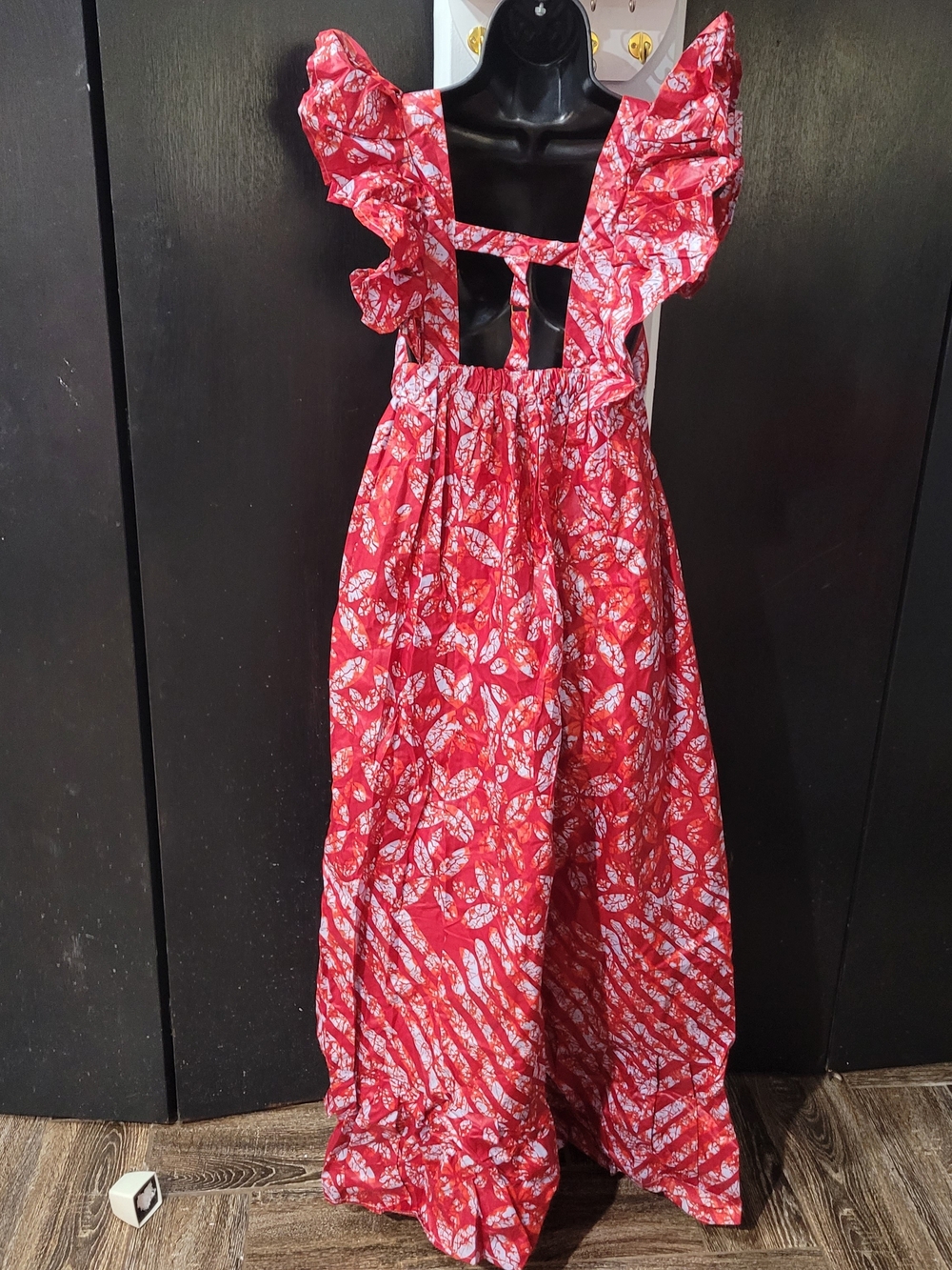 Red Floral Ruffle Maxi Dress